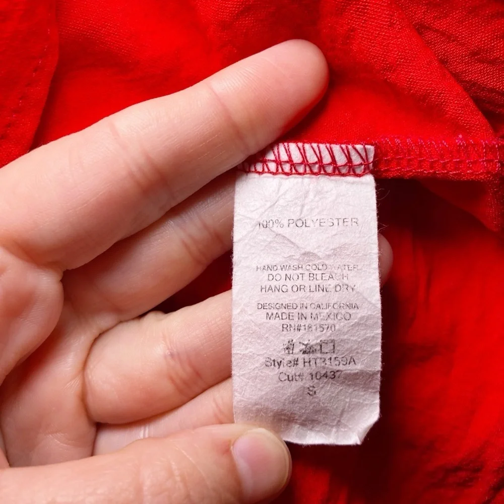 Haptics Red Women's Top with Multicolor Sleeves - Picture 9 of 12